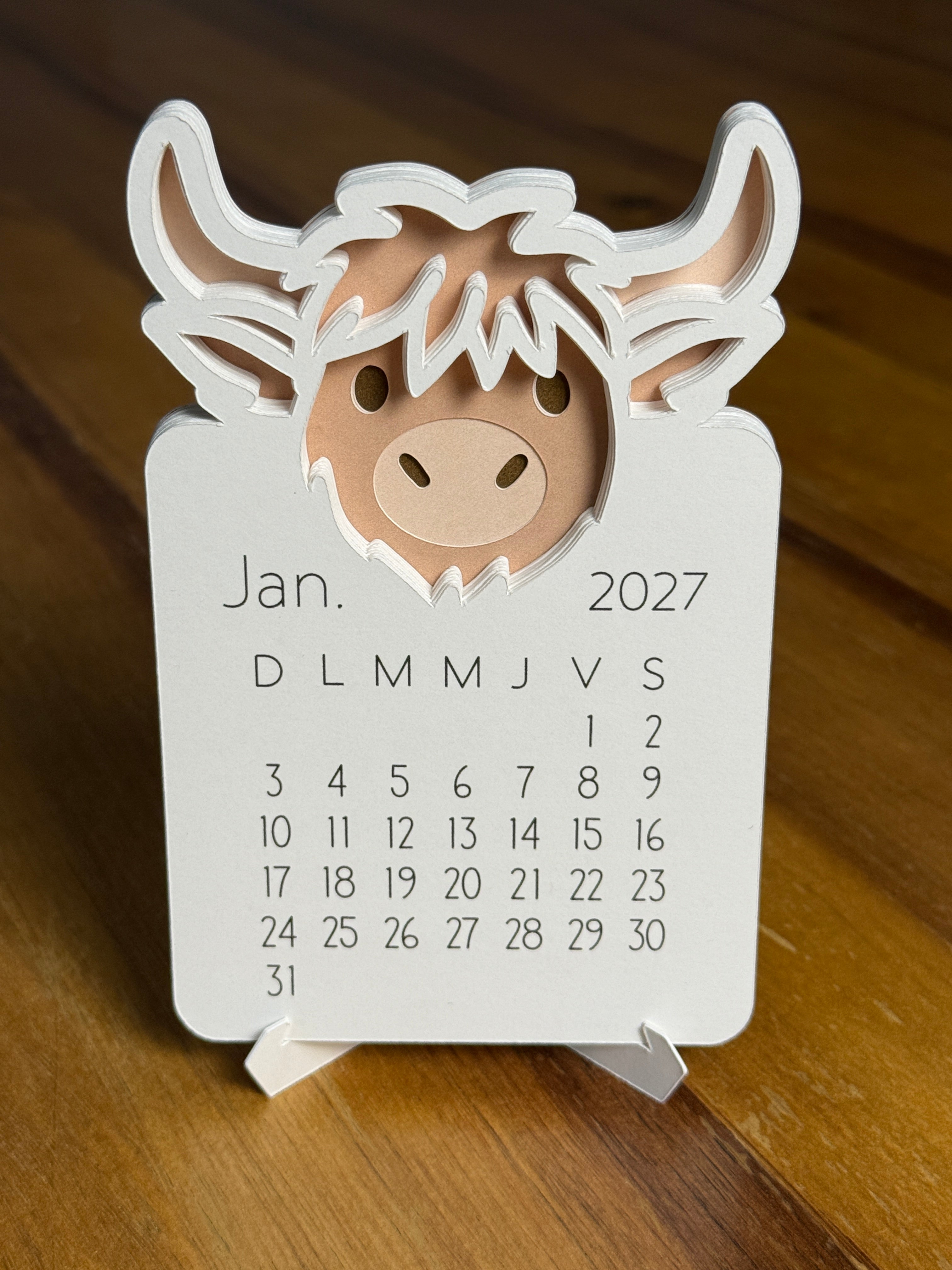 Calendrier Highland cow 2027
